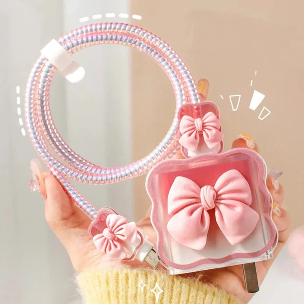 Pink Bow iPhone Charger Cable Protector P17